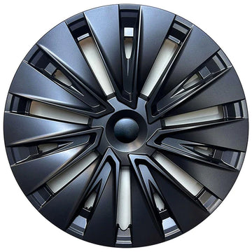 19 Inch Whirlwind Hubcap Matte Black (Asymmetric Model 3)|Tesla Model Y