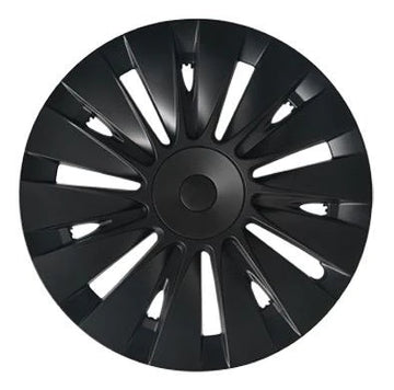19 Inch Whirlwind Hubcap Matte Black (Asymmetric Model 5) | Tesla Model Y