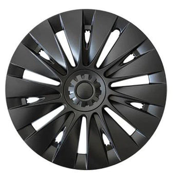 19 Inch Whirlwind Hubcap Matte Black (Asymmetric Model 4) | Tesla Model Y