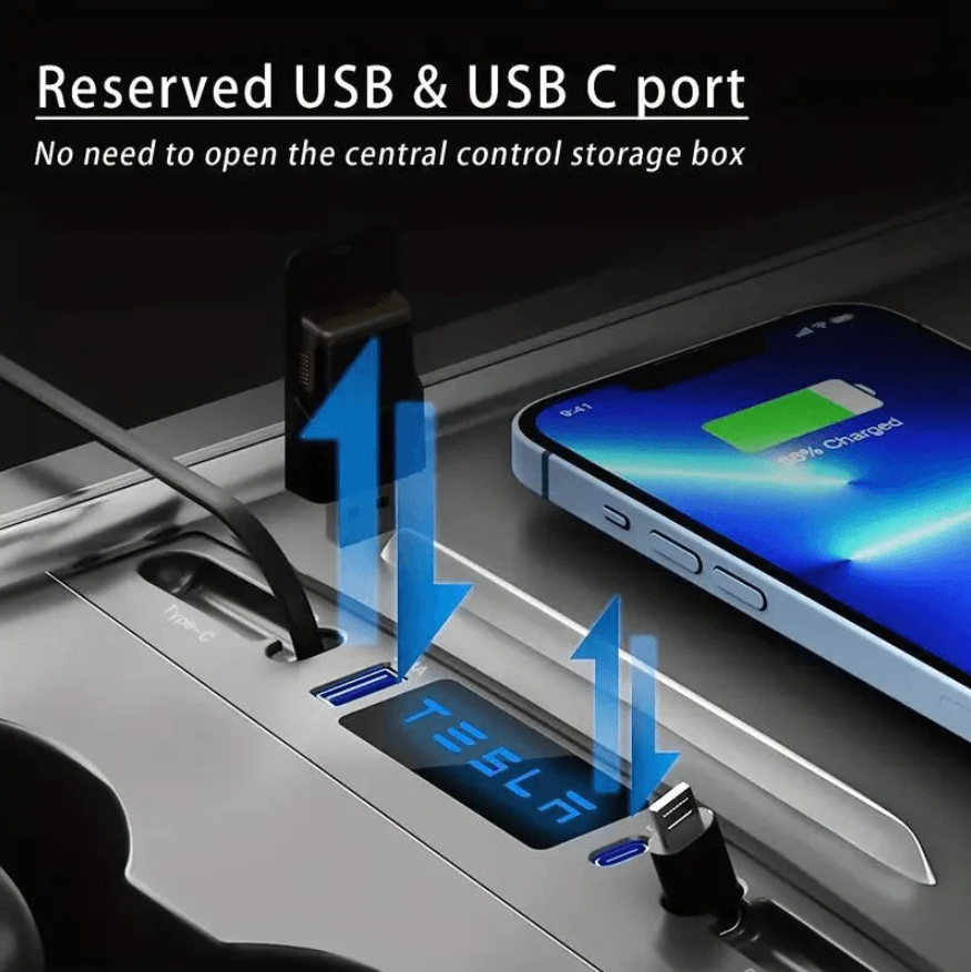 Center Console Fast Charger Adapter for Tesla Model 3/Y - Carbone Prestige Shop