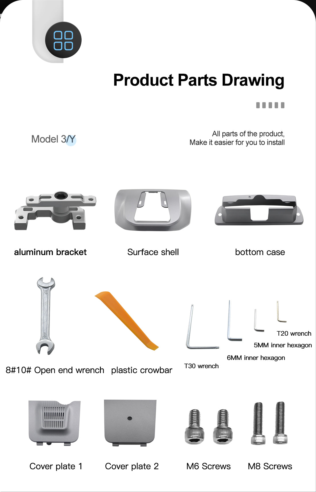 Tilt mount turn in all direction for tesla cars