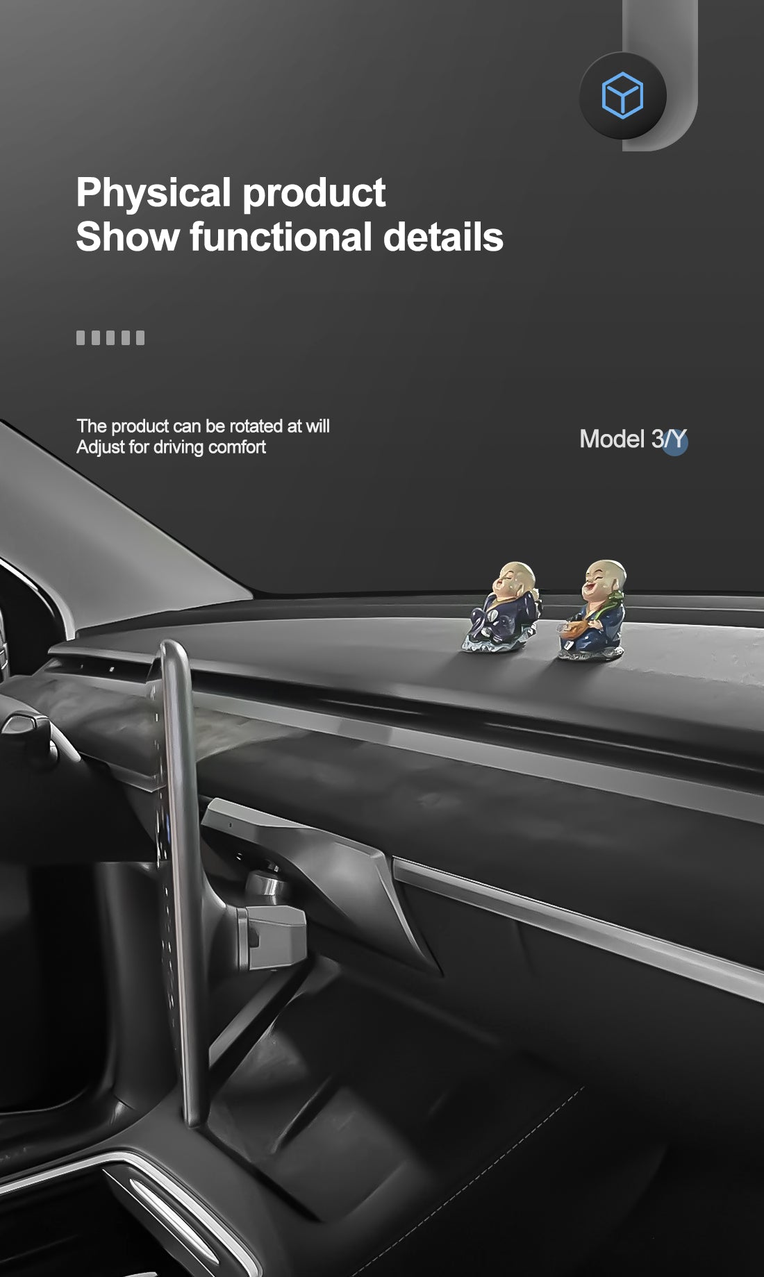 Screen Swivel Tilt Mount 4 Direction Turn | Tesla Model Y & 3 - Carbone Prestige Shop